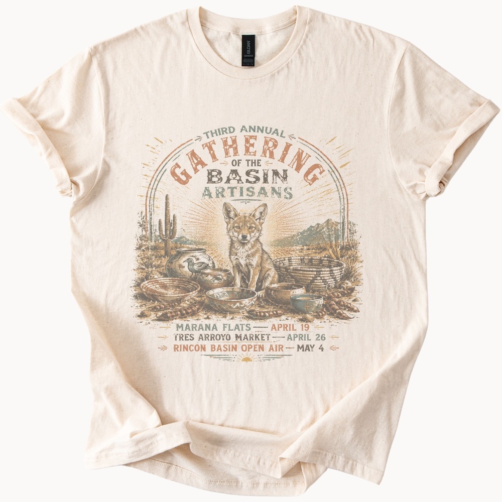 Desert Artisans Gathering Graphic Tee Vintage Market Design Natural